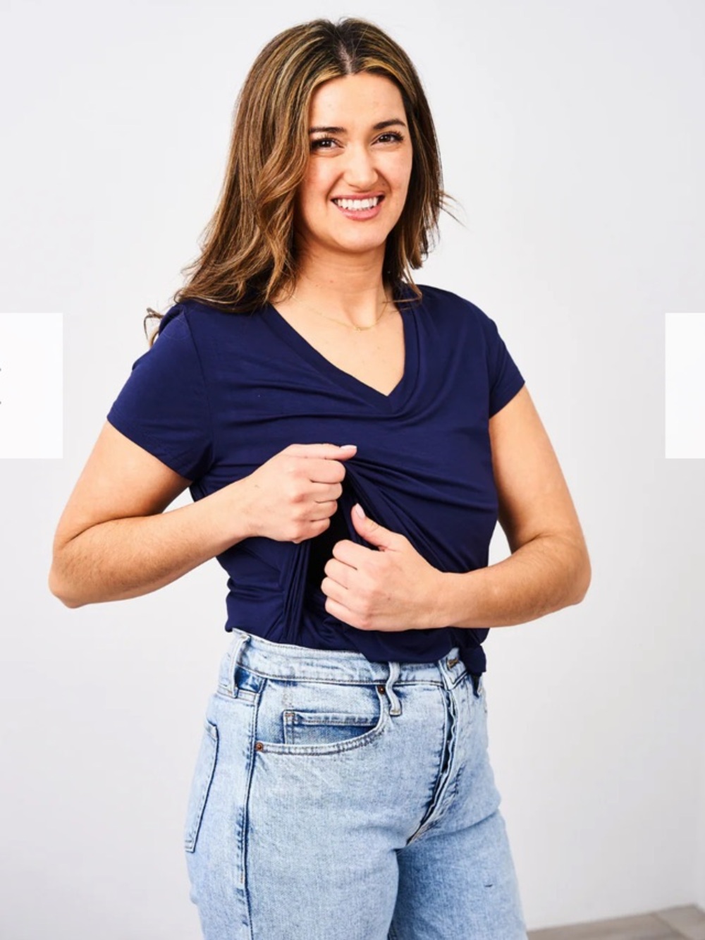 ***Three Pack*** of Latched Mama V-Neck Short Sleeve Tee Grey, Navy, Black - Picture 2 of 10